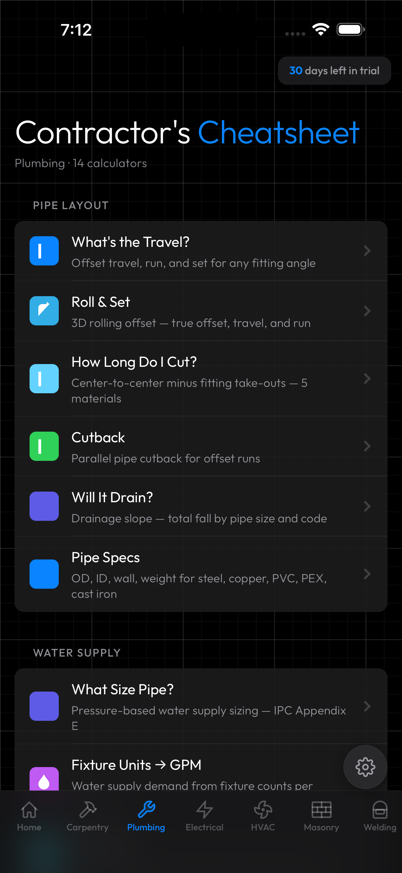 Plumbing calculators
